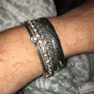 LOT OF SPARKLE BRACELETS INCLUDING A SERENITY PRAYER BRACELET!